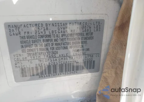 2019 Nissan Sentra Sv из США, поврежденный, VIN 3N1AB7APXKY213424